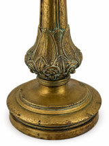 Pair of Antique Gilt Bronze Candlesticks, Neo-Gothic Style, 19th Century French Decor