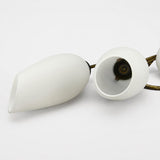 Tulip Wall Sconce, Three Light Brass Sconce with White Glass Tulip Shades — French, Mid Century