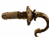 Pair of Antique Brass Wall Sconces, Rococo Style Scrolled Single Arm Sconces