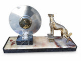 Art Deco Mantel Clock with Greyhound Figure, Marble Onyx and Régule Clock, 8-Day Mechanical Movement