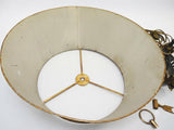 Antique Empire Style Bouillotte Lamp, Painted Tole Shade with Swan Motif, Three-Light Swan Base