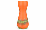 Vintage Pâte de Verre Style Vase, Hand-Painted Landscape Design in Orange and Green, 1930s-40s
