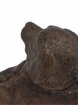 Antique Bronze Reclining Dog Inkwell, Napoleon III Style, Late 19th Century