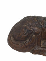 Antique Bronze Reclining Dog Inkwell, Napoleon III Style, Late 19th Century