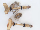 Pair of Gilt Bronze Lamp Bases, 1950s-60s French Column Lamps with Blackened Corolla Details