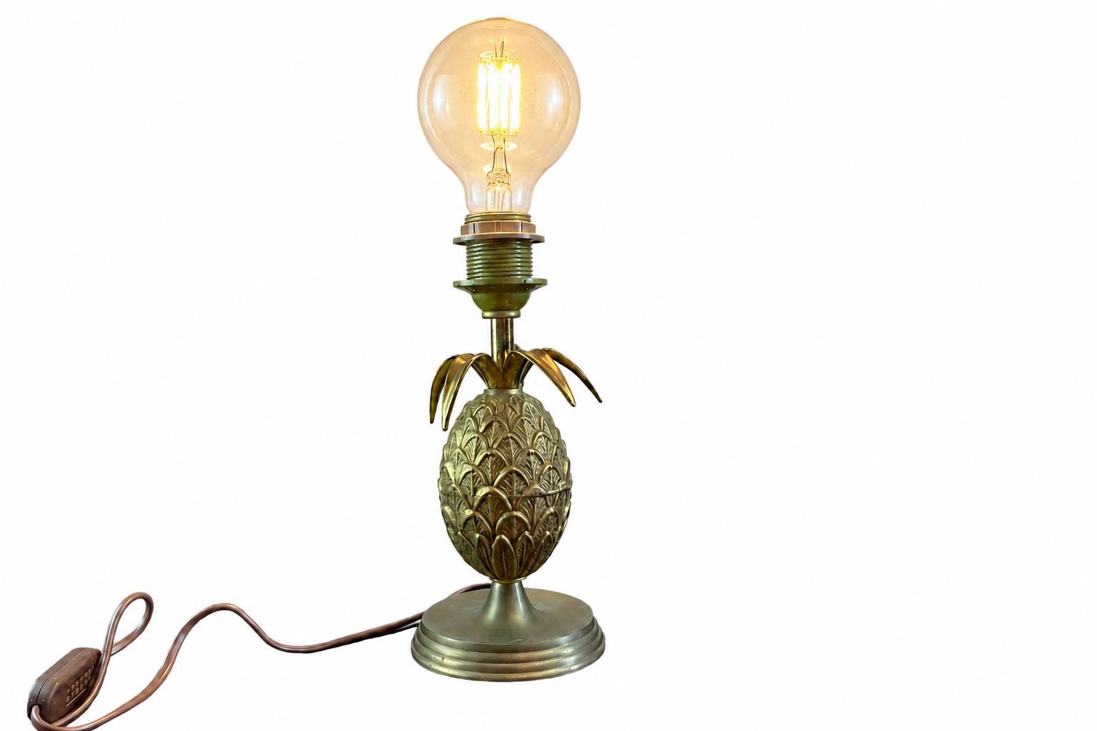 Bronze Pineapple Table Lamp Base, Maison Jansen Style, French Decorative Column Lamp