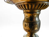 Antique Bronze and Brass Table Lamp Base, Turned Column Form with Ribbed Foot
