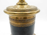 Antique Bronze and Brass Table Lamp Base, Turned Column Form with Ribbed Foot