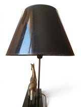 Brass Horse Table Lamp, Galloping Horse Sculpture Base, Maison Charles Style Lacquered Wood