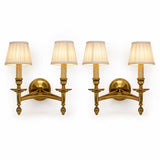 Pair of Gilt Bronze Wall Sconces, Two-Arm Ribbed Rim Sconces, French Style