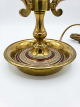 French Empire Style Bouillotte Lamp, Three-Light Brass Base with Green Tole Shade, 1970s