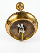 French Empire Style Bouillotte Lamp, Three-Light Brass Base with Green Tole Shade, 1970s