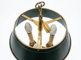 French Empire Style Bouillotte Lamp, Three-Light Brass Base with Green Tole Shade, 1970s