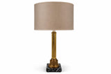 Louis XVI Style Brass Column Table Lamp Base, Fluted Column on Black Marble Base, 1970s