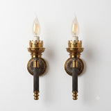 Pair of Belle Époque Brass Wall Sconces, Crown-Form Pierced Shade Holders, Late 19th/Early 20th Century