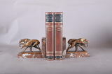 Pair of Art Deco Greyhound Bookends, Bronze Dogs on Red Marble, French Style Bookstands