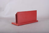 Vintage Red Desk Letter Holder, Gilt Tooled Border Design, Tiered Correspondence Rack