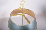 Antique French Bouillotte Lamp, Brass Base with Green Tole Shade, Paw Feet, Ring Finial