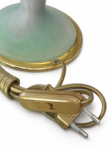 Antique Pâte de Verre Style Glass Lamp Base, Pink and Green, Brass Fittings, Art Deco Style