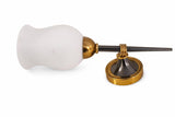Vintage French Torch-Form Wall Sconce, White Opaline Glass, Gilt and Black Metal, 1940s-50s