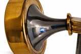 Vintage French Torch-Form Wall Sconce, White Opaline Glass, Gilt and Black Metal, 1940s-50s