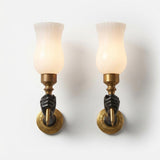 Art Deco Brass Torch Sconces, Fist-Holding Design | 1930s Solid Brass Wall Lights | Rare Statement Lighting, Pair