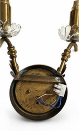 Pair of French Gilded Brass Wall Sconces, Fluted Glass Shades, 20th Century France