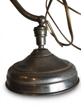 Vintage Bankers Desk Lamp, Green Metal Shade, Nickel Plated Brass — European, circa 1920s–1930s