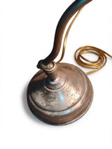 Vintage Bankers Desk Lamp, Green Metal Shade, Nickel Plated Brass — European, circa 1920s–1930s