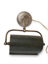 Vintage Bankers Desk Lamp, Green Metal Shade, Nickel Plated Brass — European, circa 1920s–1930s