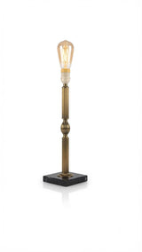 Vintage Bronze Table Lamp, Fluted Column, Black Marble Base, France