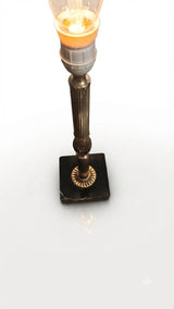 Vintage Bronze Table Lamp, Fluted Column, Black Marble Base, France
