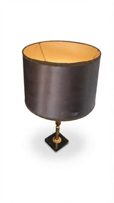 Vintage Bronze Table Lamp, Fluted Column, Black Marble Base, France