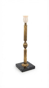 Vintage Bronze Table Lamp, Fluted Column, Black Marble Base, France