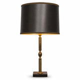 Vintage Bronze Table Lamp, Fluted Column, Black Marble Base, France