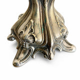 Pair of Antique Silvered Bronze Candlesticks, Louis XV Rococo Style, Late 19th Century