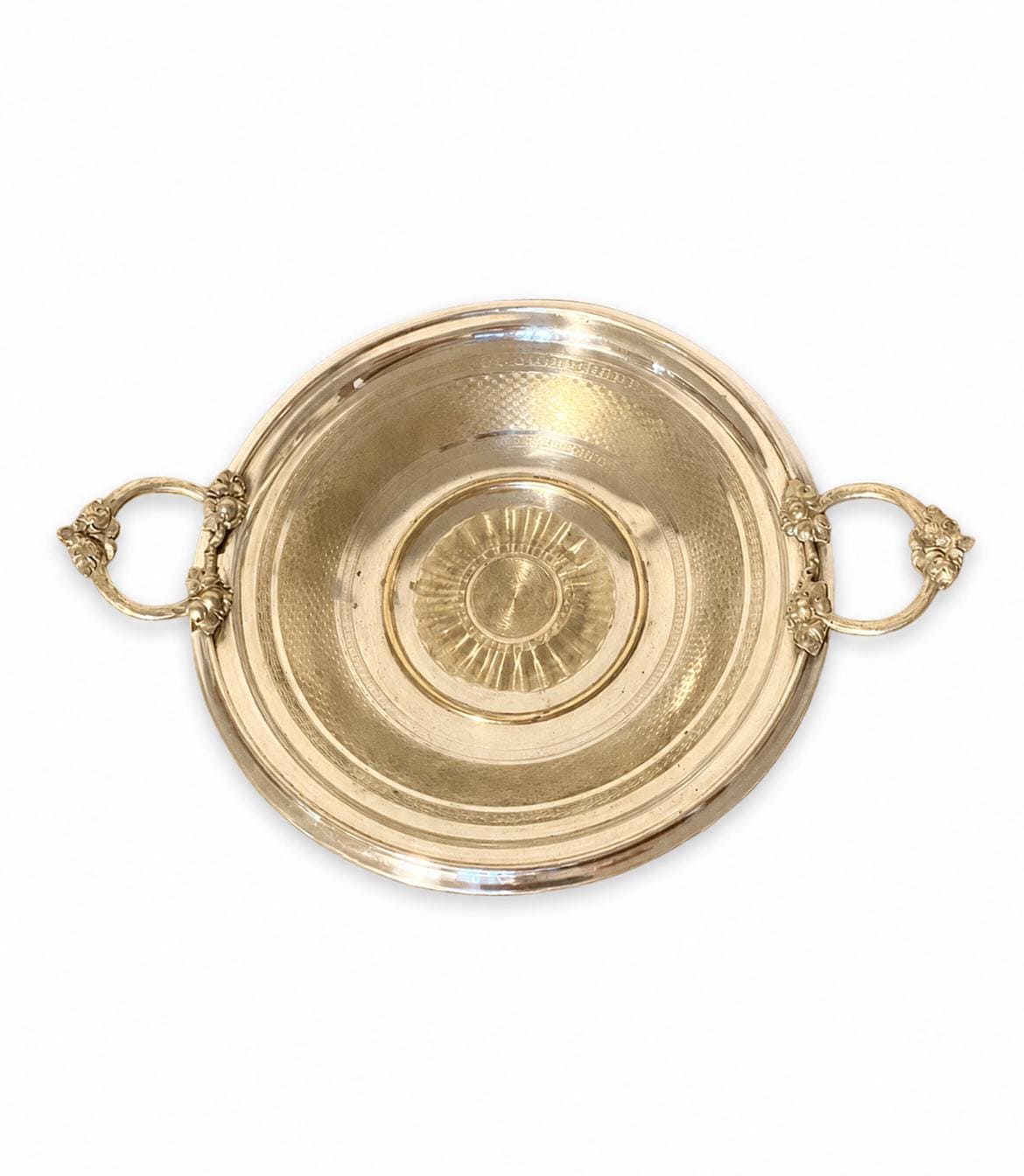Rare Antique WMF Silvered Bowl, Art Nouveau Grape Leaf Handles, Germany, Late 19th Century