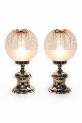 Pair of Vintage Space Age Table Lamps, Murano Glass, Chrome Base, Doria Leuchten Style, 1960s-70s
