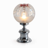 Pair of Vintage Space Age Table Lamps, Murano Glass, Chrome Base, Doria Leuchten Style, 1960s-70s