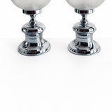 Pair of Vintage Space Age Table Lamps, Murano Glass, Chrome Base, Doria Leuchten Style, 1960s-70s