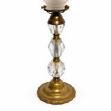 Antique Bronze & Cut Glass Table Lamp, Ruffled Frosted Shade, France, Circa 1900