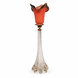 Antique Crystal Lamp, Pâte de Verre Tulip Shade, Signed Art de France, Circa 1900
