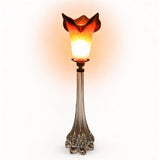 Antique Crystal Lamp, Pâte de Verre Tulip Shade, Signed Art de France, Circa 1900