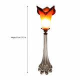 Antique Crystal Lamp, Pâte de Verre Tulip Shade, Signed Art de France, Circa 1900
