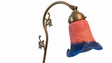 Antique Brass Table Lamp, Pâte de Verre Tulip Shade, Art Nouveau Style, Circa 1900