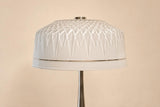 Vintage Mushroom Table Lamp, Cut Crystal Glass Dome, Chrome Tulip Base, 1970s