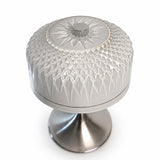Vintage Mushroom Table Lamp, Cut Crystal Glass Dome, Chrome Tulip Base, 1970s