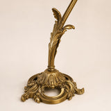 Antique Brass Table Lamp, White Ruffled Glass Tulip Shade, Art Nouveau Style