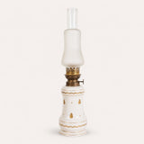 Antique Limoges Porcelain Lamp, White & Gold, Converted Oil Lamp Style, France