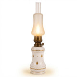 Antique Limoges Porcelain Lamp, White & Gold, Converted Oil Lamp Style, France